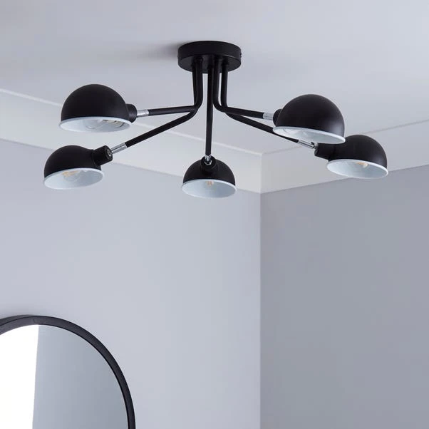 Elements Borr Black 5 Light Semi Flush Ceiling Light 4 Elements Borr Black 5 Light Semi Flush Ceiling Light - Image 2