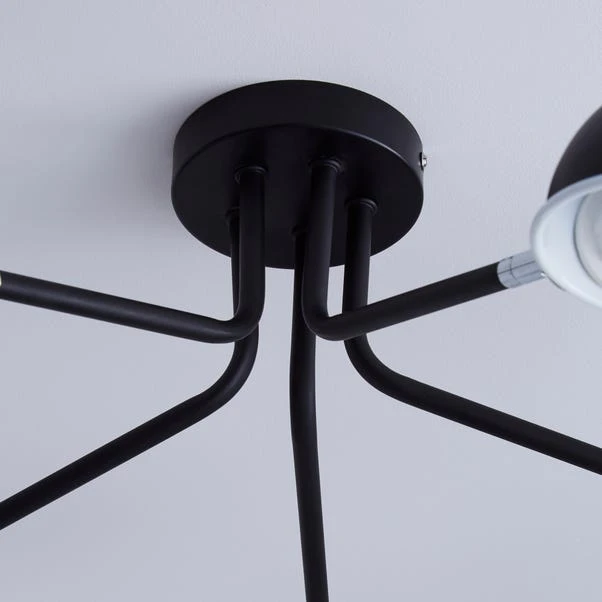 Elements Borr Black 5 Light Semi Flush Ceiling Light 6 Elements Borr Black 5 Light Semi Flush Ceiling Light - Image 4