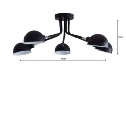 Elements Borr Black 5 Light Semi Flush Ceiling Light 12 Elements Borr Black 5 Light Semi Flush Ceiling Light -Elements Outlet 1000157756 alt04