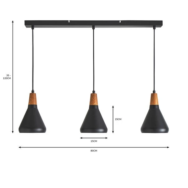 Elements Wolston 3 Light Diner Ceiling Light 14 Elements Wolston 3 Light Diner Ceiling Light - Image 12
