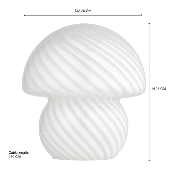 Elements Large Glass Mushroom Table Lamp 6 Elements Large Glass Mushroom Table Lamp - Image 4