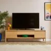 Elements Holmes Extra Wide TV Unit For TVs Up To 80", Oak 2 Elements Holmes Extra Wide TV Unit For TVs Up To 80", Oak -Elements Outlet 30893746