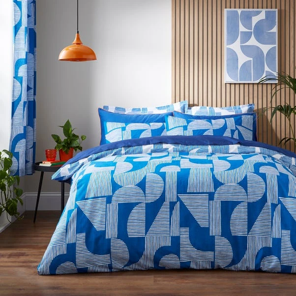 Elements Ezra Blue Cotton Duvet Cover And Pillowcase Set 17 Elements Ezra Blue Cotton Duvet Cover And Pillowcase Set - Image 15