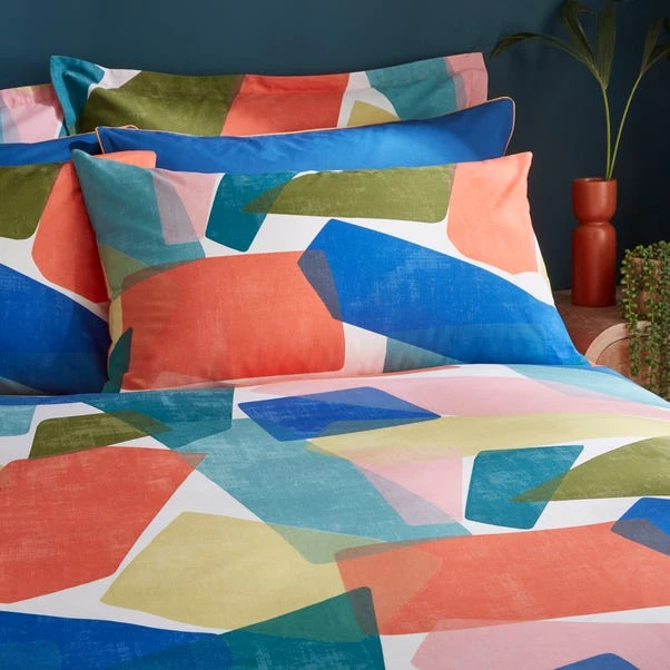 Elements Abstract Blocks Multicoloured Cotton Duvet Cover And Pillowcase Set 4 Elements Abstract Blocks Multicoloured Cotton Duvet Cover And Pillowcase Set - Image 2