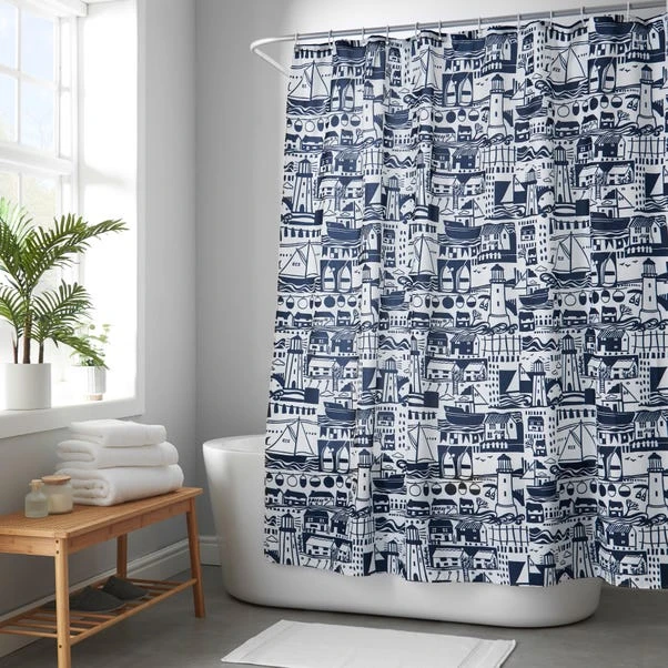 Elements Coastal Boats Shower Curtain 3 Elements Coastal Boats Shower Curtain